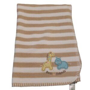 Circo tan baby blanket Best friends stripes Giraffe and Hippo